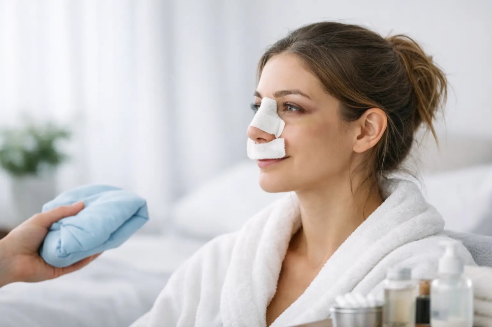 Cuidados después de una rinoplastia abierta